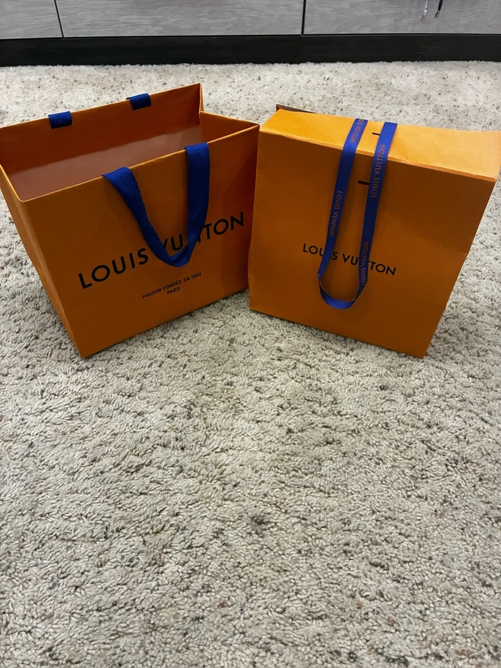 LV Gift Bags with Blue Ribbon Handles